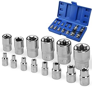 oumuik 14pcs Female E Star Torx Socket Set E4-E24 On Rail 1/4"1/2"3/8" E-Type Sockets Insert Nut