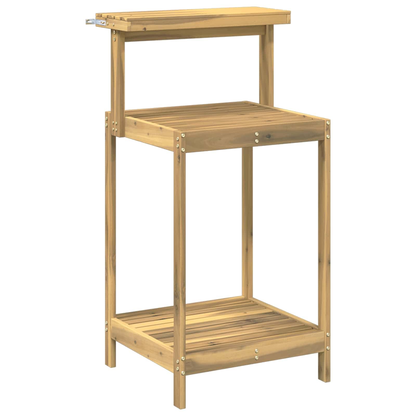 Banc de jardin en bois d'acacia massif, table de plantation pour extérieur, 56,5 x 48,5 x 107 cm, blanc