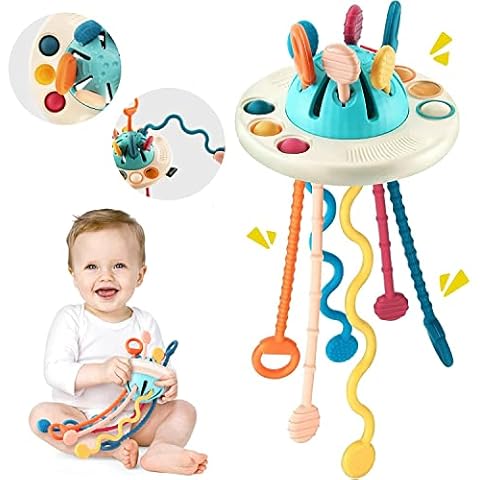 YeahBoom Baby Sensory Toy, UFO Silicone Pull Cord Toy, Food Grade Sensory Toy, Montessori Toy from 1 2 3 Years, Sensory Toy for Toddlers Cover