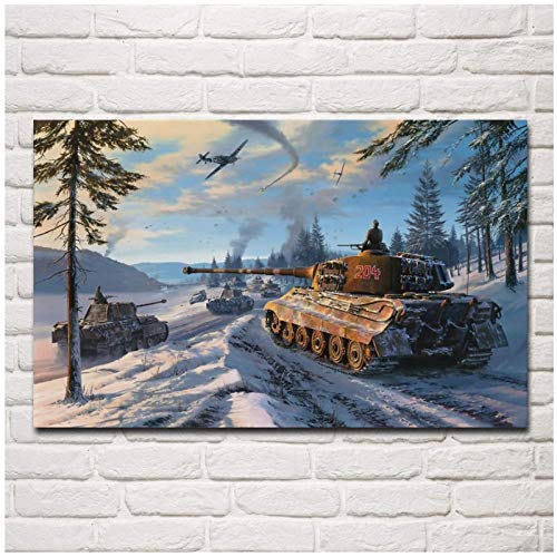 MULMF Winter Weltkrieg Schlachtfeld Panzer Kämpfer Wohnzimmer Dekoration Hause Wandkunst Dekor Leinwand Poster-50X70Cm Kein Rahmen Cover