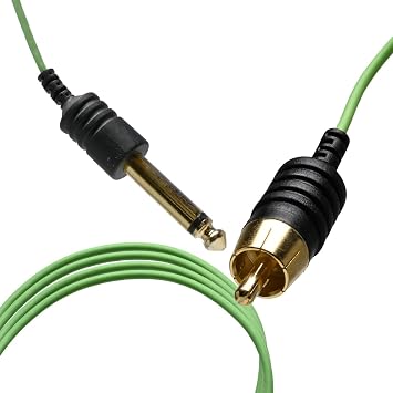 Element Tattoo Supply - Tattoo RCA Cord for Tattoo Machines Green Lightweight Ultra Thin 6 Feet Long Flexible Durable Cable