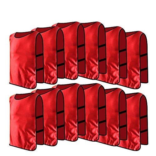 VGEBY Trainingsleibchen, 12er Set Erwachsene, Markierungshemd, Rot, f¨¹r Fu?Ball, Volleyball, Basketball