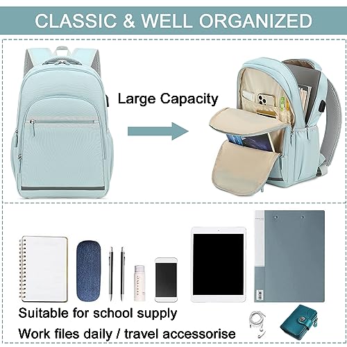 Bluboon Backpack for Women 15.6 Inch Laptop Bookbag College School Backpack Girls Schoolbag Compartment Daypack for Business Travel with USB Charging Port（Oxford Grey3