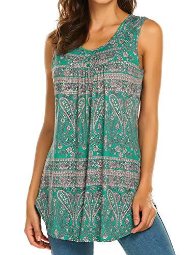 Lalala Chemisier plissé sans manches pour femme Imprimé cachemire - - X-Large Cover