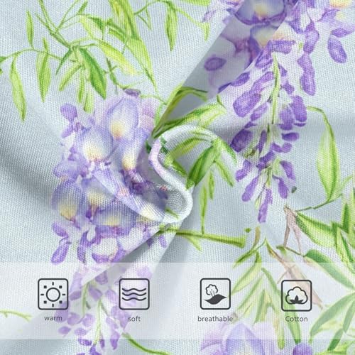 Light Purple Wisteria Flowers Green Panties for Girl Toddler Girls Underwear Cotton Stylish Briefs Kids Undies 2t3