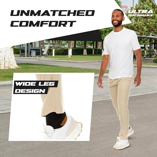 Ultra Performance 3 Pack Mens Sweatpants, Wide Leg Open Bottom Lounge Sweat Pants for Men3