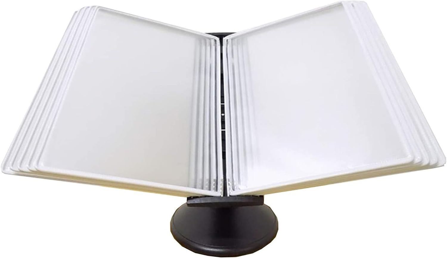 Desktop Reference Organizer - Desktop Flip Display Folder, 10 Black Panels Small Desk Display Unit, Flip Display Document Holder, Durable Desk Display Unit Desktop Refere,White