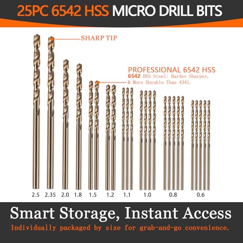 image for Paltren Pin Vise Hand Drill Set with 25 M2 Micro Twist Drill Bits (0.6
