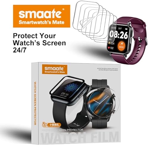 Smaate IW1SPTR35 Screen Protector Compatible With Eurans Tykoit Imzuc Oraimo Iw1 Lite, Fitniv Escaru Stiive Letsfit Iw1 1.4Inch Smartwatch, Soft, 6-Pack, Bubble Self-Healing, Full Coverage, Anti-Scratch thumb #6