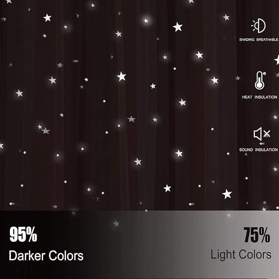 UNISTAR 2Panel Girl Curtains for Bedroom Double Layer Curtain for Kid Room