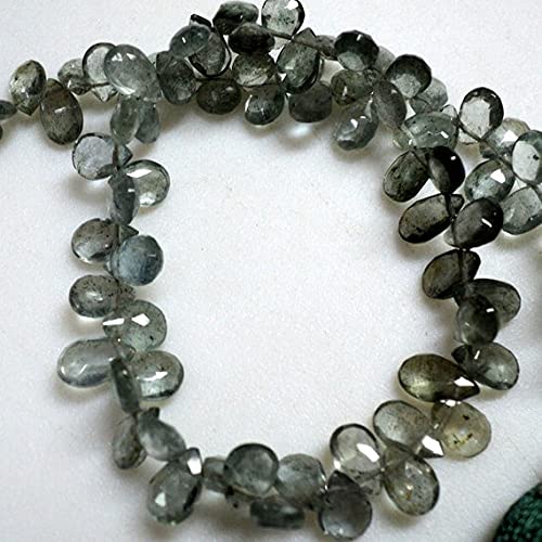 Perles aigue-marine mousse briolettes poires de 6x4mm pour fabriquer vos bijoux bohèmes d'été