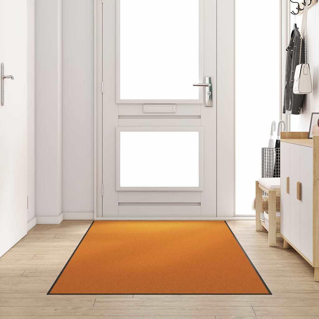 Felpudo naranja y negro 120 x 300 cm de 100% poliamida para interior y exterior, antideslizante, lavable, duradero, atrapa la suciedad, adecuado para puerta de casa, balcón, terraza y pasillo