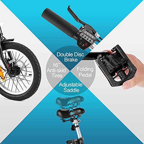 Ancheer Folding Electric Bicycles, 16-Inch Electric Bike With 8Ah Removable Battery, 15-30 Miles Range Power-Assist City Ebikes For Adults #TOP4