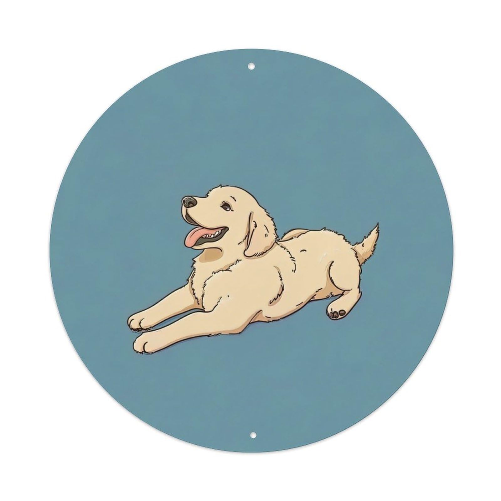 Cwbufd Vintage Style Animal Golden Retriever Puppy Cute Funny Smiling Tongue Out Vintage Metal Tin Sign Plaque Wall Decor For Cafe, Club Bar, Office, Garden Metal Poster 8X8inch