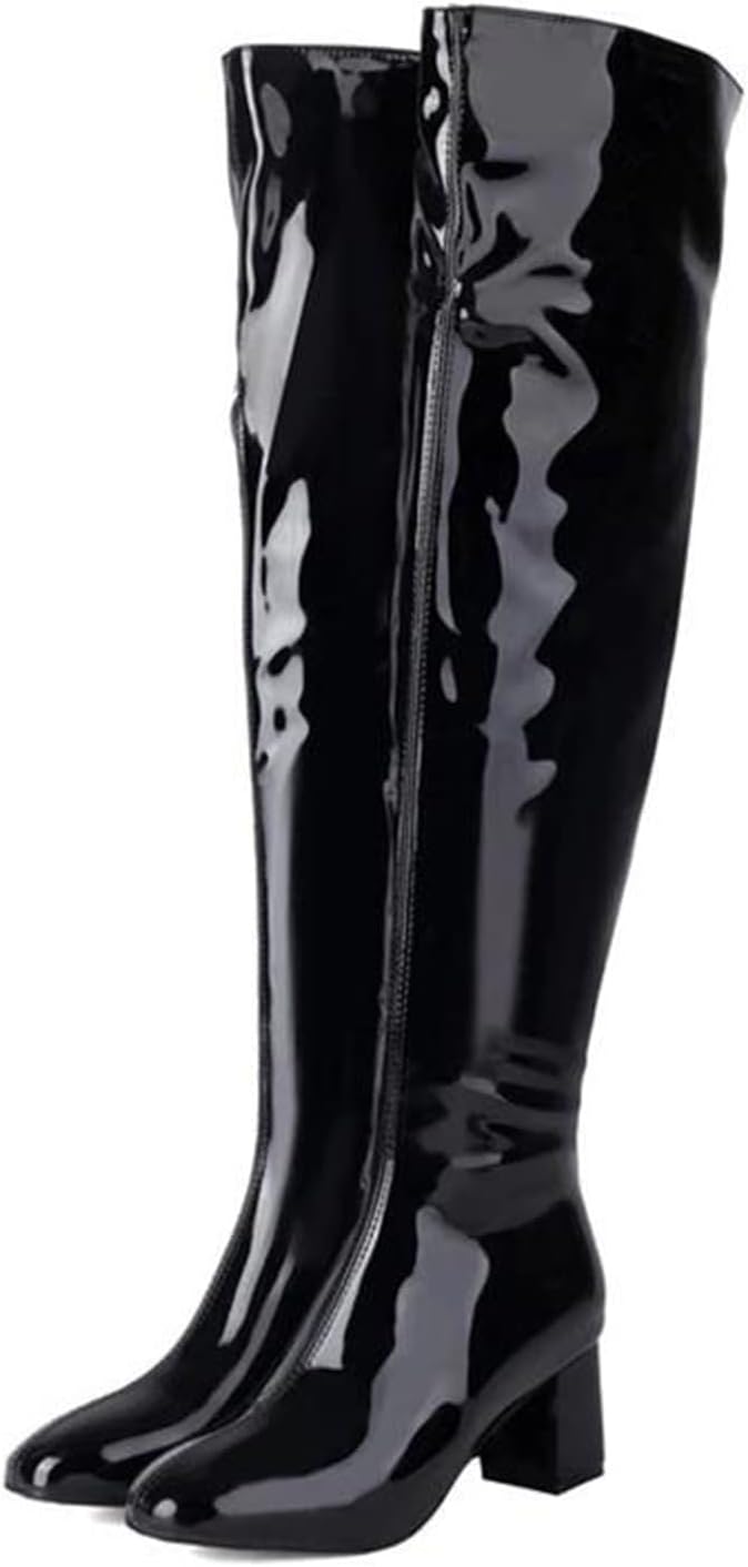 Women's Over-The-Knee Boots Fashionable Long Boot Style with A Dazzling Bling Finish A Mid-Height Spike Heel and Pointed Toe