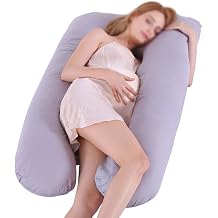 Pregnancy Pillow Comfort U-Shaped Full Body Maternity Pillow For Pregnant Women,Cotton Blend-Gray,130x70cm