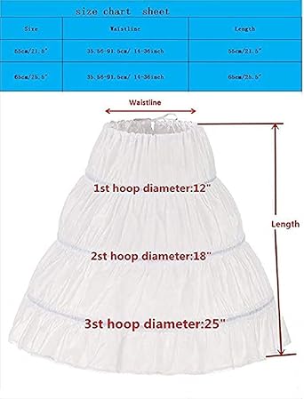 Girls' 3 Hoops Petticoat Full Slip Flower Girl Crinoline Skirt