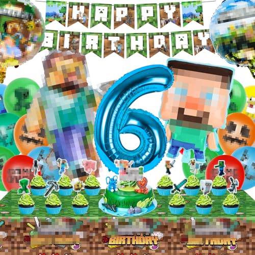 WuGU Balões de aniversário para 6 anos, decoração de aniversário para crianças, decoração de festa com faixa feliz, balões de látex coloridos de alumínio