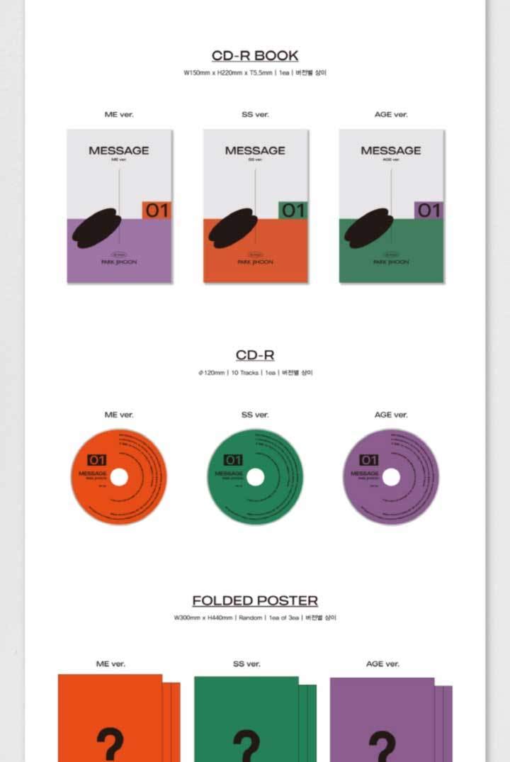 Park Jihoon Message 1st Album 3 Version Set CD+1p Folding Poster