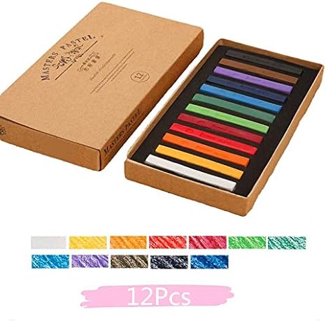 Non Toxic Artist Pastels,Square Soft Pastels Set,Chalks 12/24/36/48 Colors Soft Dry Pastel Artist Chalk Pastel Sticks for Office School Art Drawing Painting Supplies Professional Art Pastel (12Pcs)