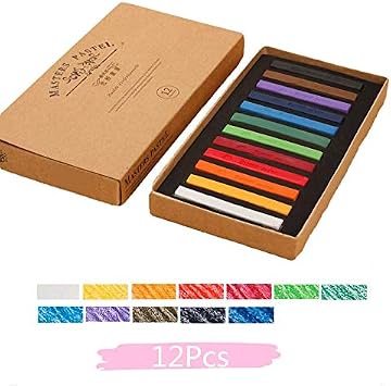 Non Toxic Artist Pastels,Square Soft Pastels Set,Chalks 12/24/36/48 Colors Soft Dry Pastel Artist Chalk Pastel Sticks for Office School Art Drawing Painting Supplies Professional Art Pastel (12Pcs)