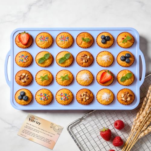Vnray Mini Silicone Muffin Pan with Frame Non Stick Cupcake Tin Baking Mold