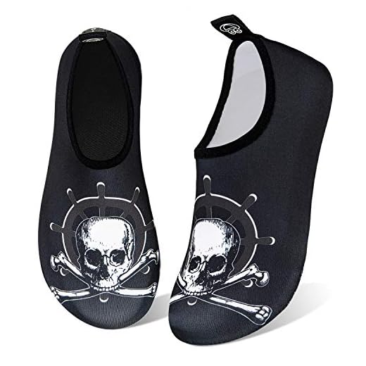 WateLves Water Shoes for Womens Mens Barefoot Quick-Dry Aqua Socks for Beach Swim Surf Yoga Exercise (Skull Black, 40/41)