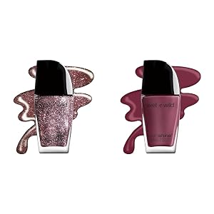 wet n wild Wild Shine Nail Polish Glitter Purple and Purple Grape 2-Pack