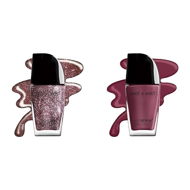 wet n wild Wild Shine Nail Polish Glitter Purple and Purple Grape 2-Pack
