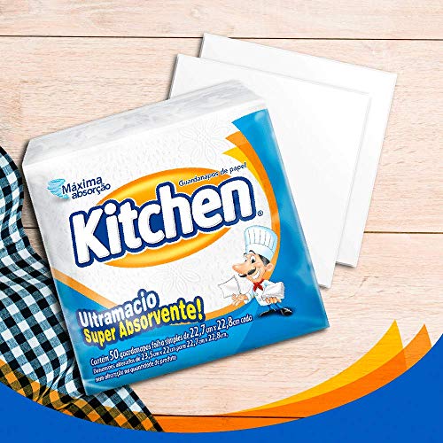 Guardanapo Folha Simples Kitchen Pack 12 Pacotes Com 50Fls Cada, Kitchen, Branco, 22, 7 X 22, 8 Cm C