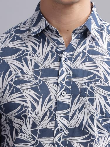 Image of MODERN ELEGANCE Men Slim Fit Navy Small Liberty Floral Printed Casual Shirt