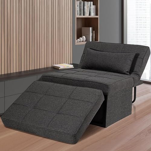 HYDRAGARDEN Convertible Sofa Bed, 4 in 1 Multi-Function Folding Ottoman Bed with Adjustable Backrest, Modern Pull Out Sleeper Chair for Living Room Apartment Office (Gray, Large-36 Width) - Thumbnail 7