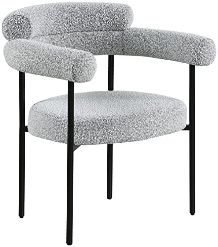 Meridian Furniture Blake Collection Modern | Contemporary Boucle Fabric Upholstered Dining Chair With Metal Frame, Set Of 2, 28.5" W X 24" D X 31.5" H, Grey #TOP17