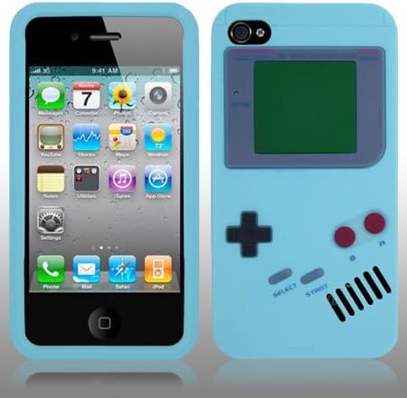LIGHT BLUE Game Boy Series Silicone Rubber iPhone 4/4S Case