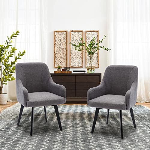 Tongli Modern Accent Chairs For Living Room Chairs For Dining Room Accent Swivel Chairs For Bedroom Arm Chair Set Of 2 Upholstered Arm Chairs, Gray #TOP2