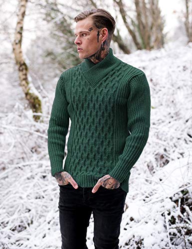 Coofandy Mens Ugly Knitted Pullover Sweater Xmas Diamond Cable Knitwear (Green M) #TOP1
