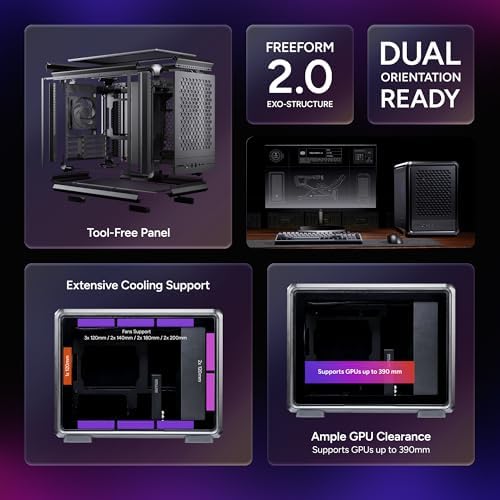 Cooler Master MasterFrame 400 Micro-ATX Case, High Airflow, 360mm AIO | 390mm Graphics Card Support, 360mm AIO Support, Micro-ATX Motherboards, ARGB Fan, USB-C 3.2, Aluminum, AI Workstation
