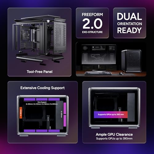 Cooler Master MasterFrame 400 Micro ATX PC Case, Premium Aluminum mATX Modular Chassis, 1x ARGB Fan, 390mm GPU Support, 360mm AIO Radiator, Dual Orientation, USB 3.2 Type-C, Black by Cooler Master - Image 2