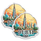 Dubai UAE Magnet 4 Inch 2-Pack City Middle East – Strong Vinyl Decorative Travel Magnets for Fridge Locker Kitchen Office – Cute Fun Aesthetic Cool Durable & Long-Lasting Souvenir ID44999
