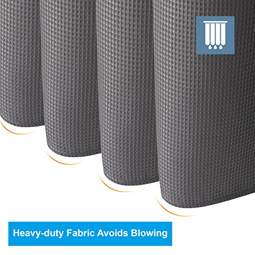 AmazerBath Extra Long Shower Curtain Waffle, Heavy Duty Fabric Shower Curtains with Waffle Weave Hotel Quality Bathroom Shower Curtains, 72 x 84 Inches (Grey) by AmazerBath - Image 5