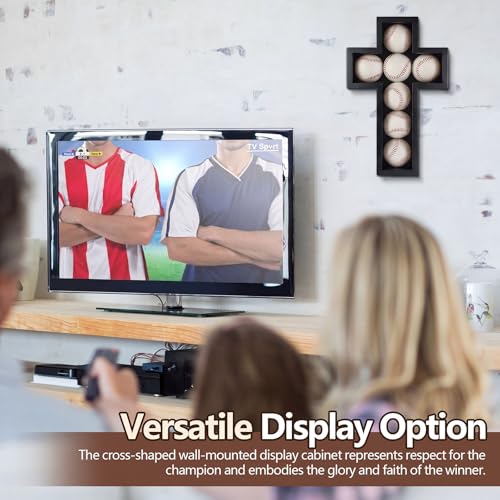 Image of Teenyyou Baseball Holder for 7 Balls, Black Wall Display Wall Mount