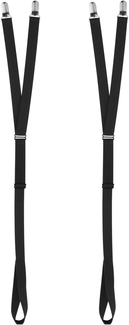 AuryaAdjustable Shirt Stays for Men-Elastic Shirt Garter Holders Suspenders Belts with Non-slip Clamps