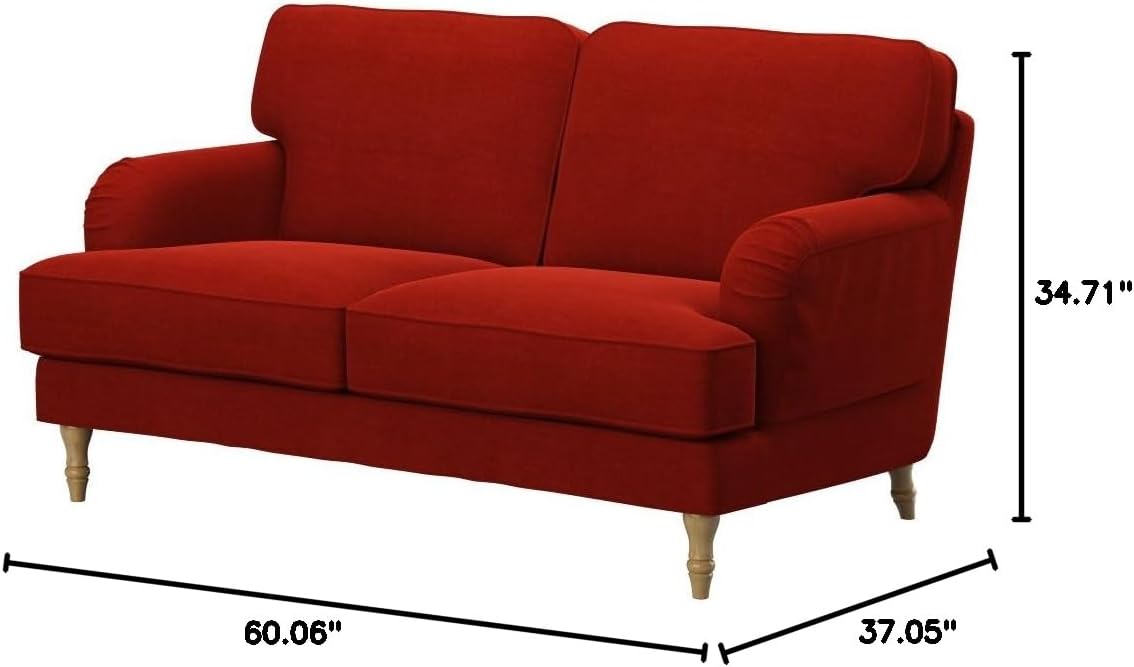 Soferia Replacement Compatible Cover for Stocksund 2-Seat Sofa, Fabric Elegance Dark Orange