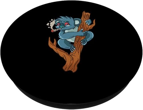 Miniatura 2 de Koala Smoking Weed Cannabis Stoner Marihuana Bear Don't Care PopSockets - Agarre y soporte para teléfonos y tabletas, Negro