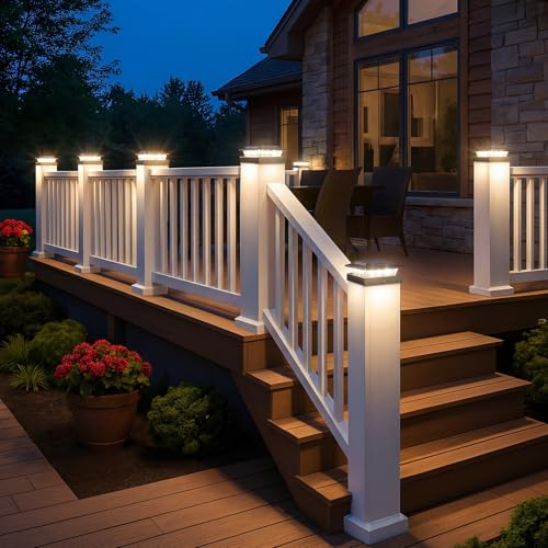 kolpop 4x4 Solar Post Cap Lights Outdoor 4Pack- 3 Color Temperatures& 2 Level Brightness, IP65 Waterproof, 16 LED Black Fence Deck Post Light Solar Powered Only for 4×4/3.5×3.5 Wood/Vinyl Posts by kolpop - Image 6