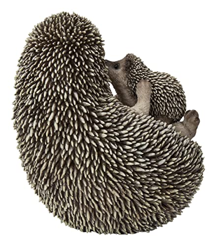 Hi-Line Gift Ltd, Mother And Baby Hedgehogs On Back, 6.9-Inch Height, Indoor Outdoor Statue Figurine #TOP3