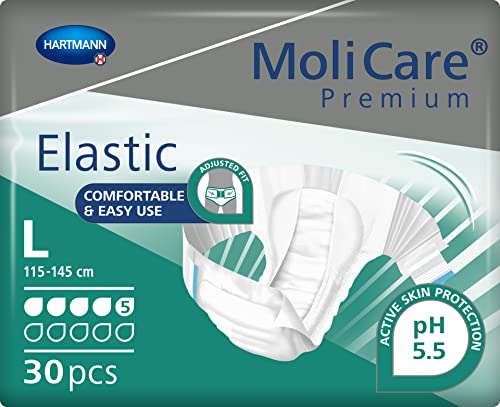 MoliCare Premium Elastic Unisex Einweg-Slip: diskrete Anwendung für Frauen und Männer mit Inkontinenz; 5 Tropfen, Größe L, 30 Stück