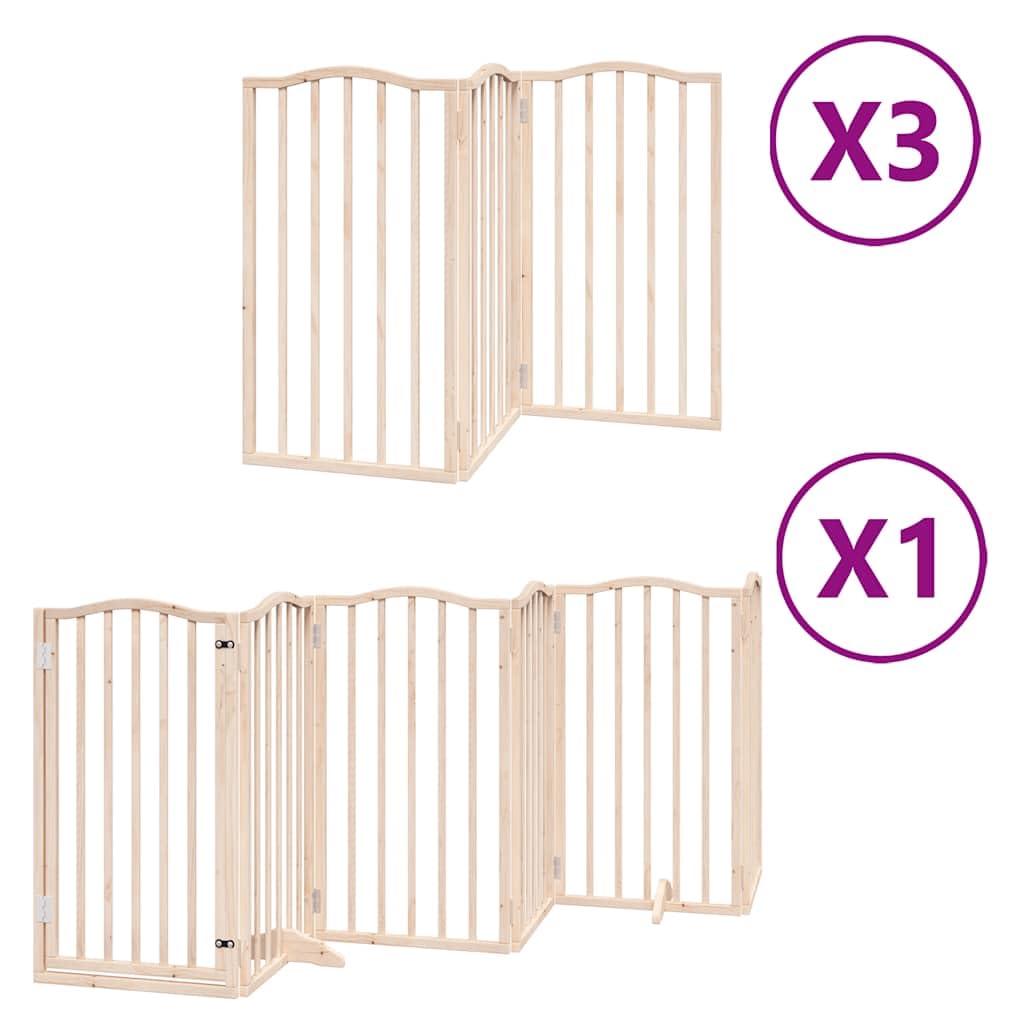 15-TLG. Puerta plegable para perros con puerta de madera de álamo de 750 cm, rejilla plegable para perros con puerta con cerradura, puerta para perros plegable sin taladrar