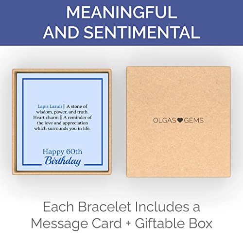 Olgas Gems 60Th Birthday Milestone Bracelet & Meaningful Message Card For Women - Beautiful And Sentimental Birthday Gifts For 60 Year Old Woman Made With Natural Lapis Lazuli Stones #TOP4
