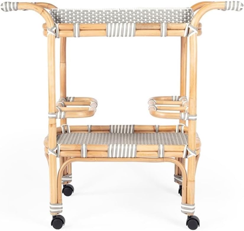 Butler Selena Grey & White Rattan Bar Cart